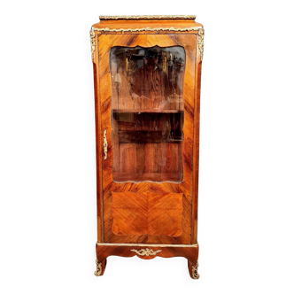 Parisian Louis XV style showcase in precious wood marquetry circa 1850-1860