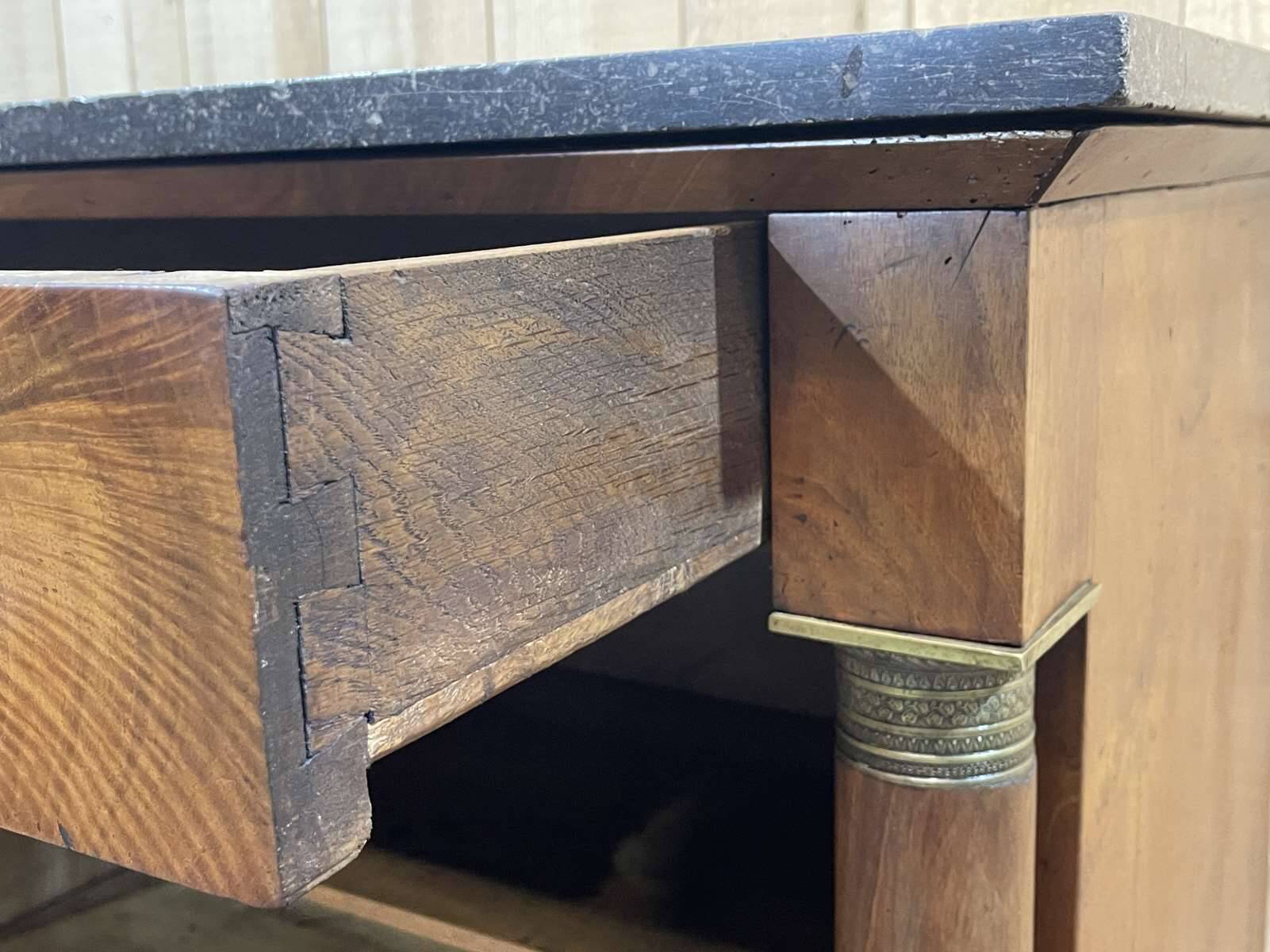 Empire period secretary in walnut, oak and black marble top