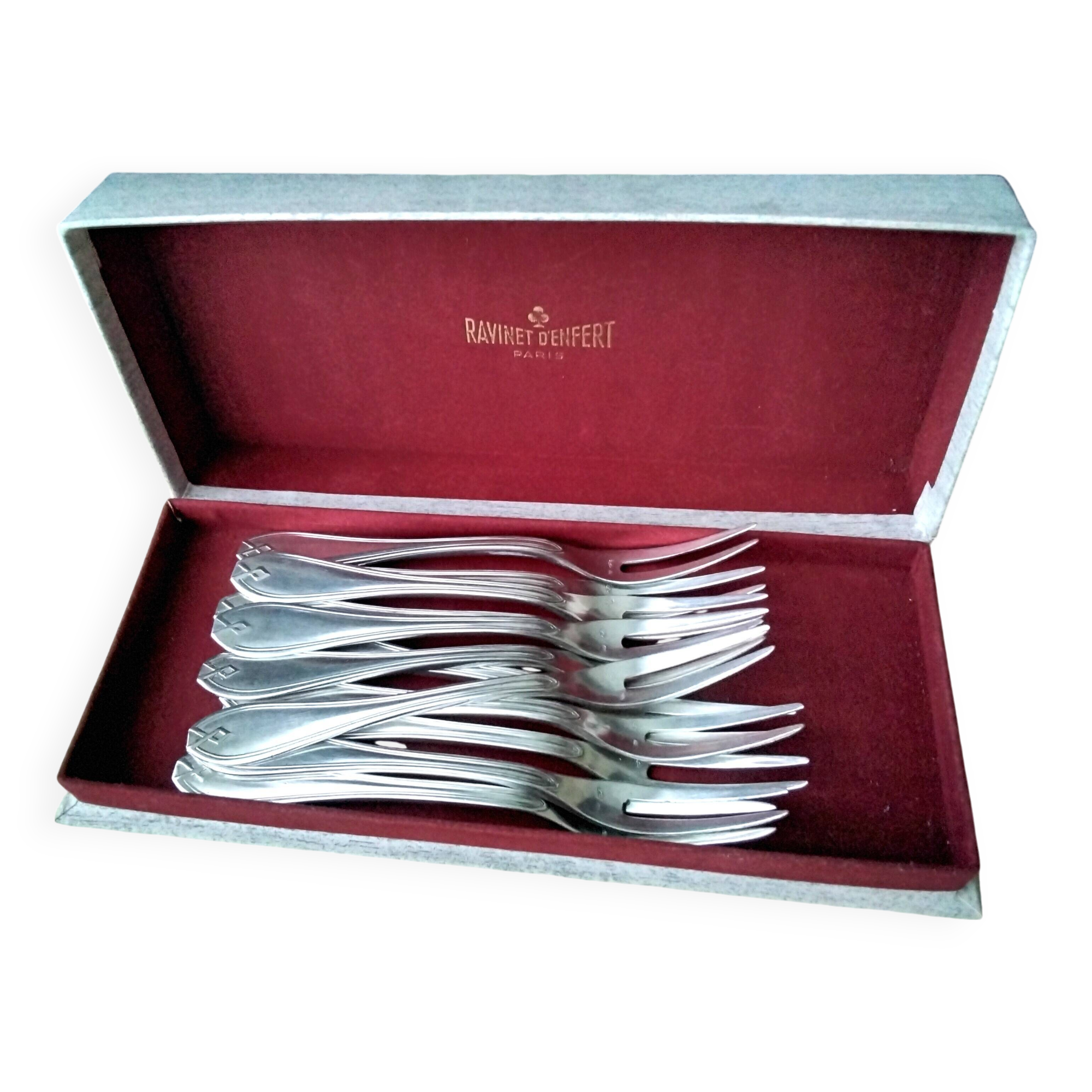 Box of 12 silver-plated metal snail forks Ravinet d'Enfert