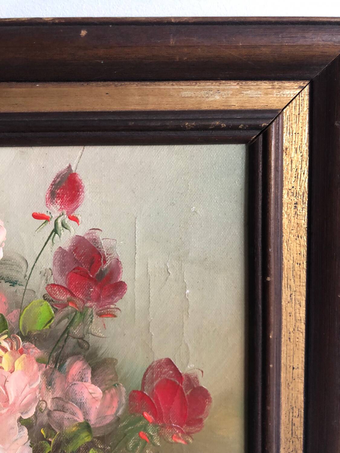 Oil on canvas still life bouquet of flowers