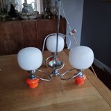 Space age chrome and ceramic chandelier
