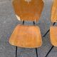 2 workshop chairs in wood and black steel, 1950s