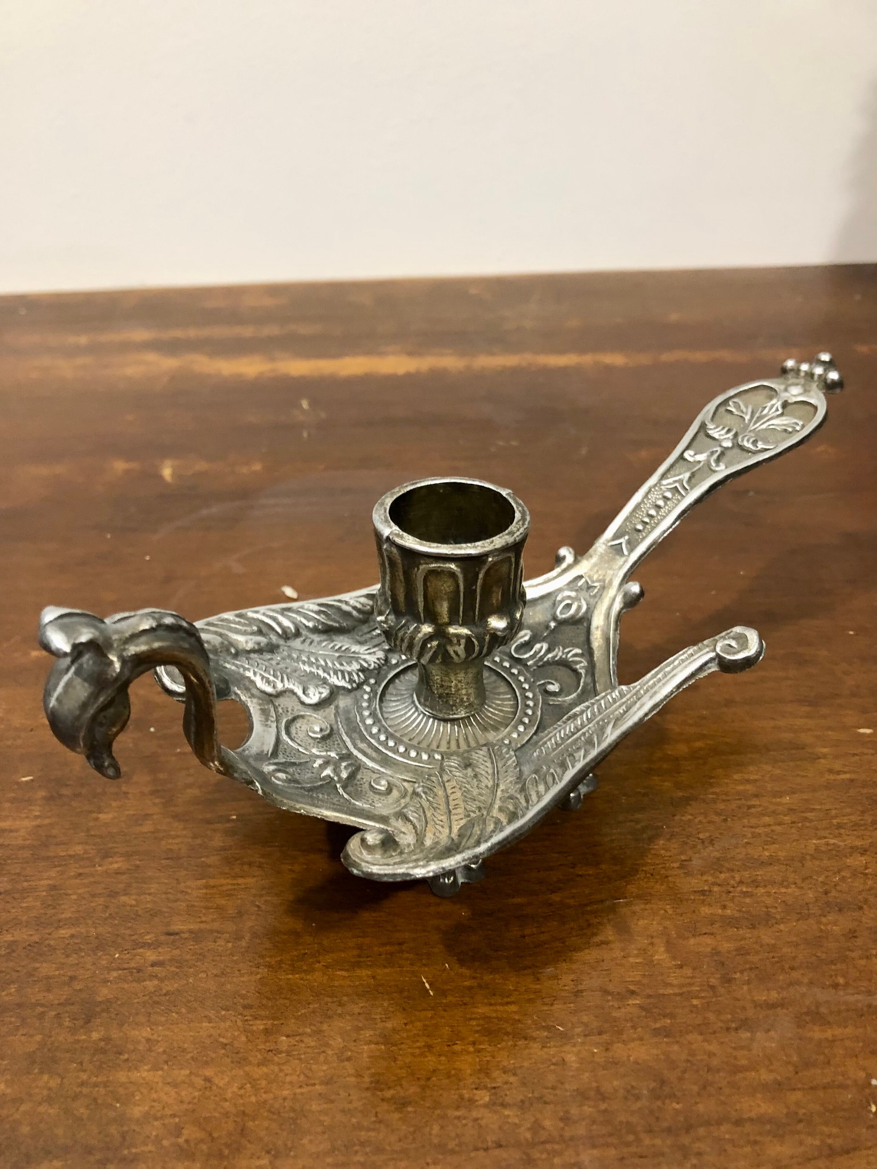 Brass peacock candle holder