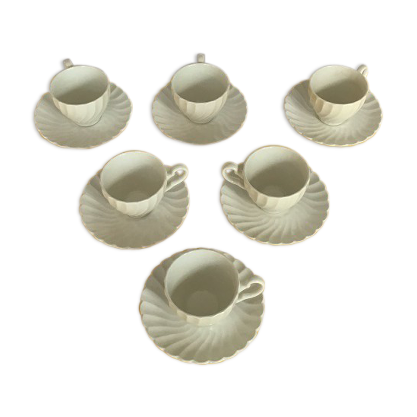 Series of 6 white ceramic cups