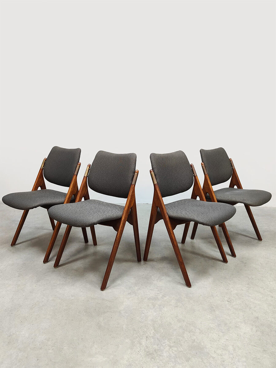 Vintage Scandinavian design dining chairs Olav Houg 1960
