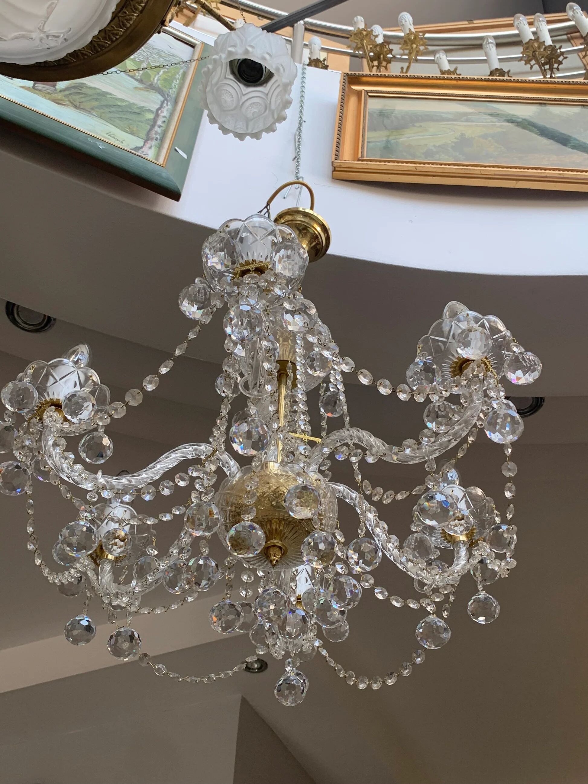 Czech cut crystal chandelier, 6 arms