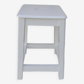 Vintage white wooden stool H 44.5 cm