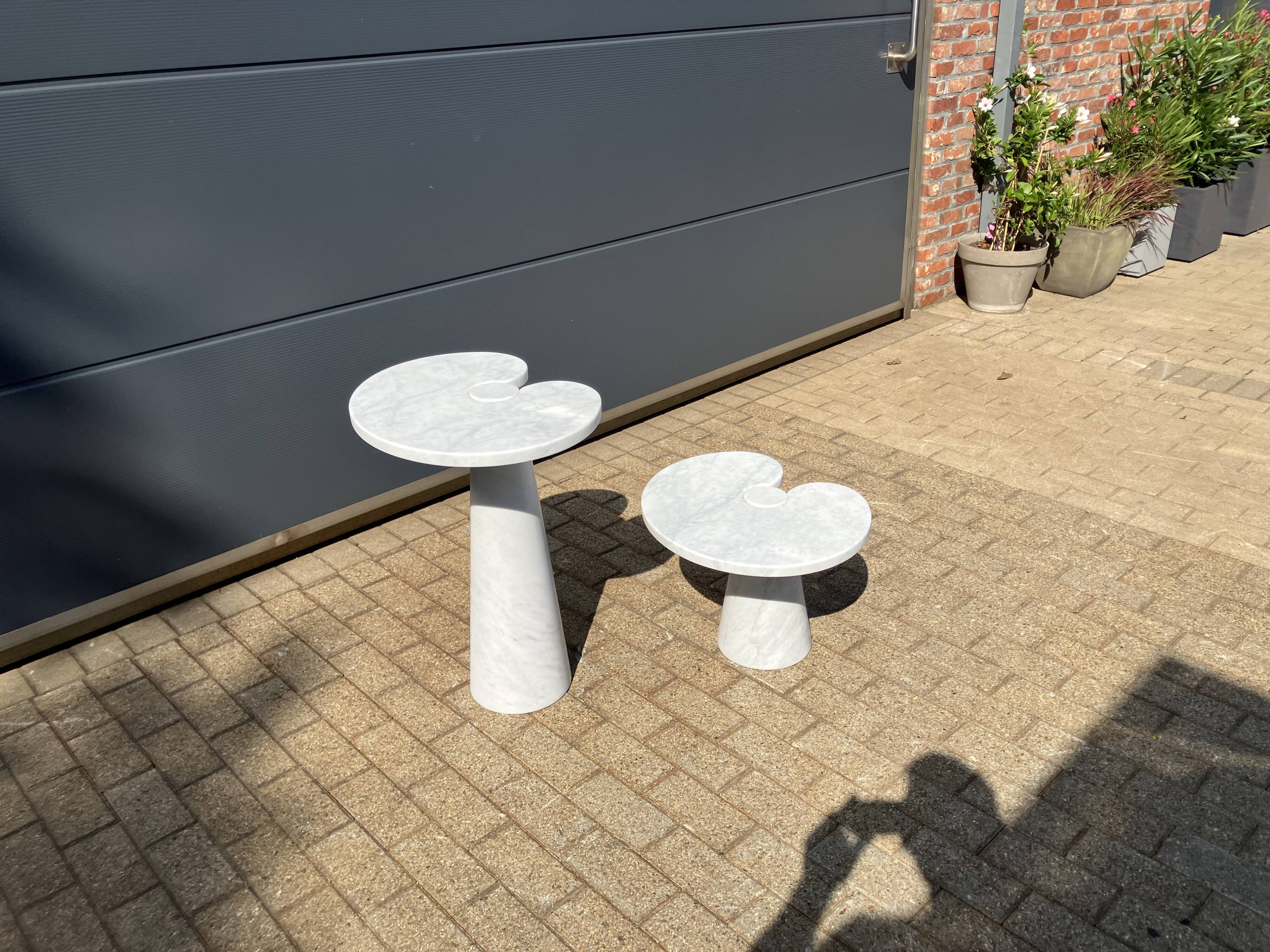 2x Eros Side table Angelo Mangiarotti Carrara marmer Nieuwstaat!