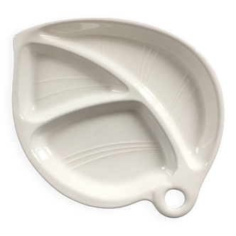 White earthenware leaf dish