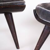 Pair of Art Deco Beech Stools, Original Preserved Condition, Czech, 1920s