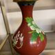 CLOISONNE VASE WITH LOTUS FLOWERS DECOR IN BURGUNDY TONES