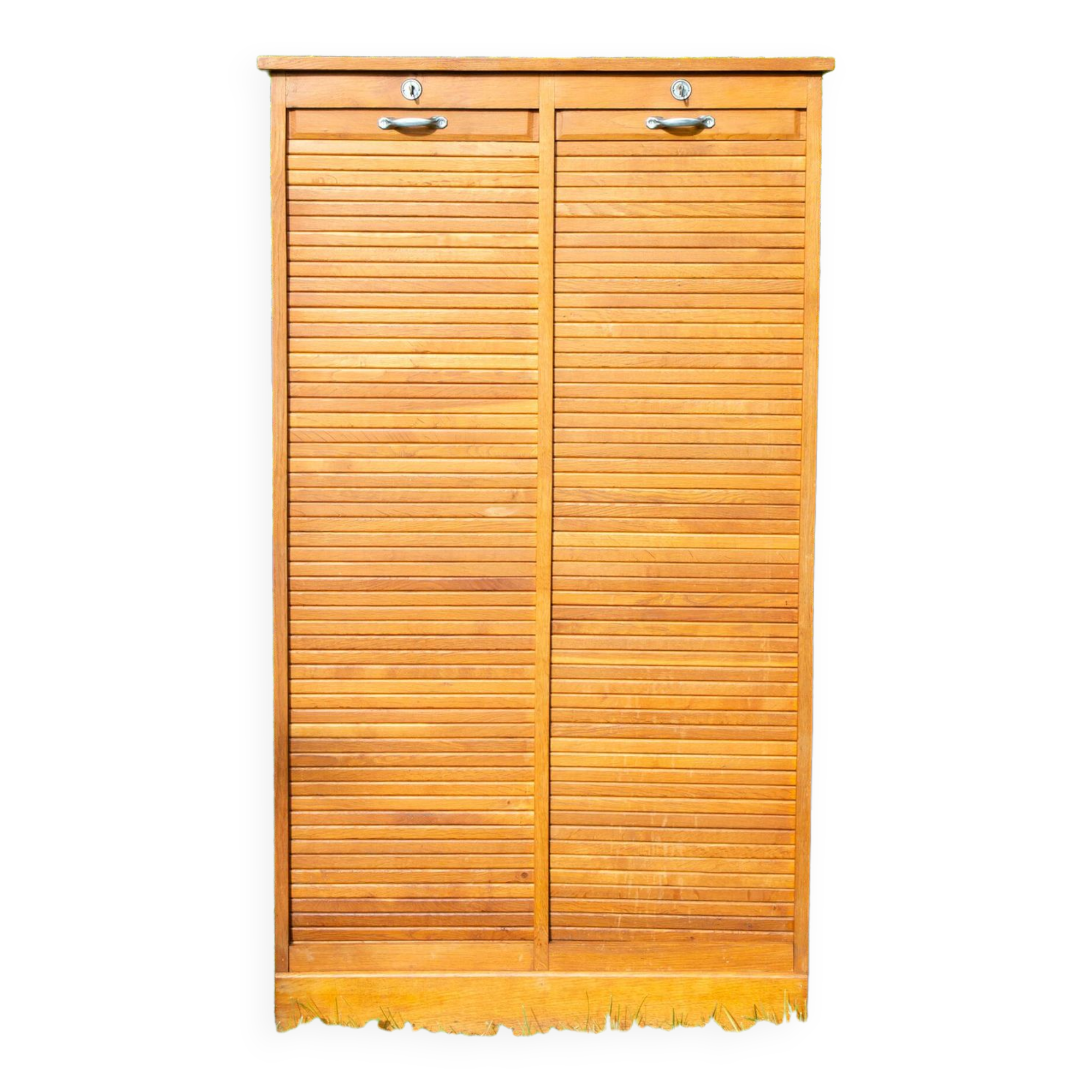 Double curtain file cabinet, 1950s, light oak