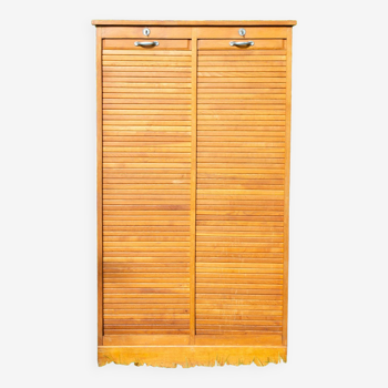 Double curtain file cabinet, 1950s, light oak