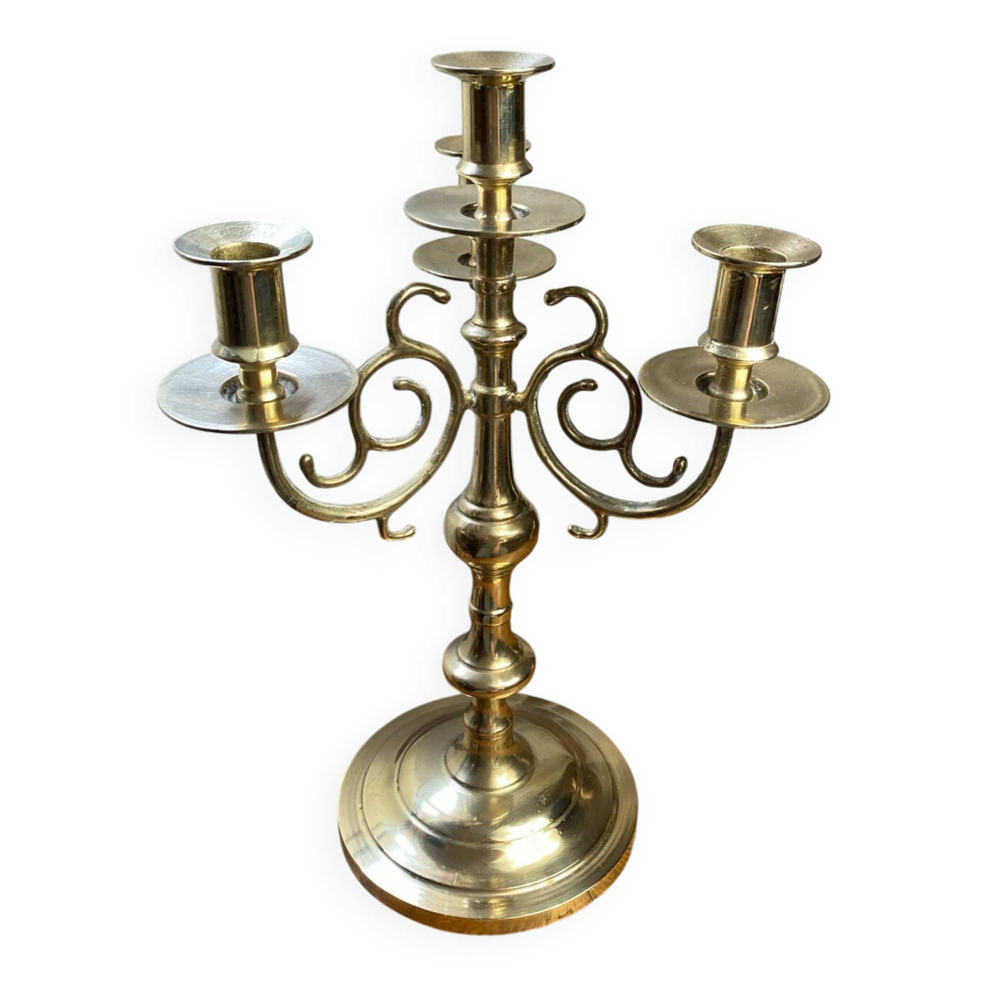 Candlestick, four-light brass candelabra