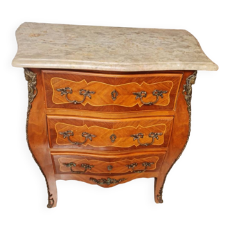 Louis XV solid wood chest of drawers with marble top
