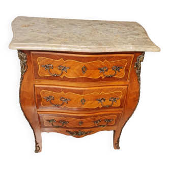 Commode Louis XV bois massif avec plateau en marbre