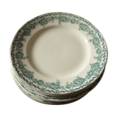 Lot 8 flat plates Terre de Fert vert Fleurs Argenton Saint Amand