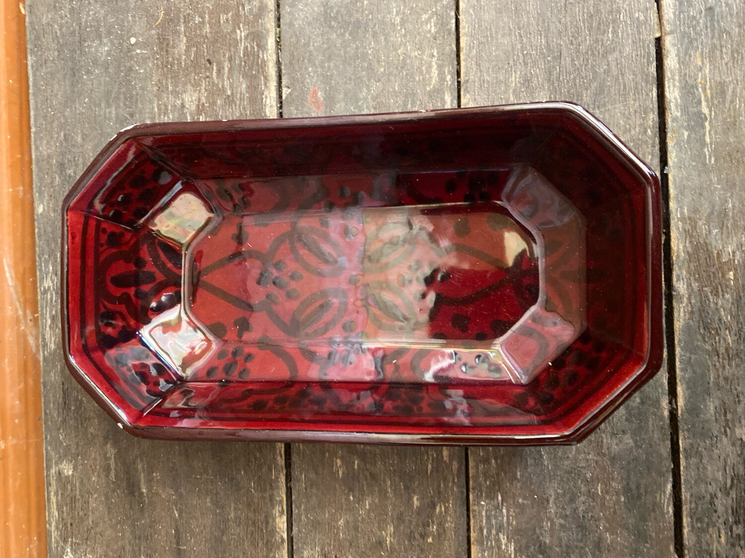 Set of 3 Vintage Red Oriental Ceramic Pocket Vases with Black Decor