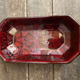 Set of 3 Vintage Red Oriental Ceramic Pocket Vases with Black Decor