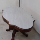 Violin pedestal table with marble top