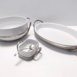 Postmodern Lino Sabattini Silver-Plated and Ceramic Cheese Bowl with Spoon