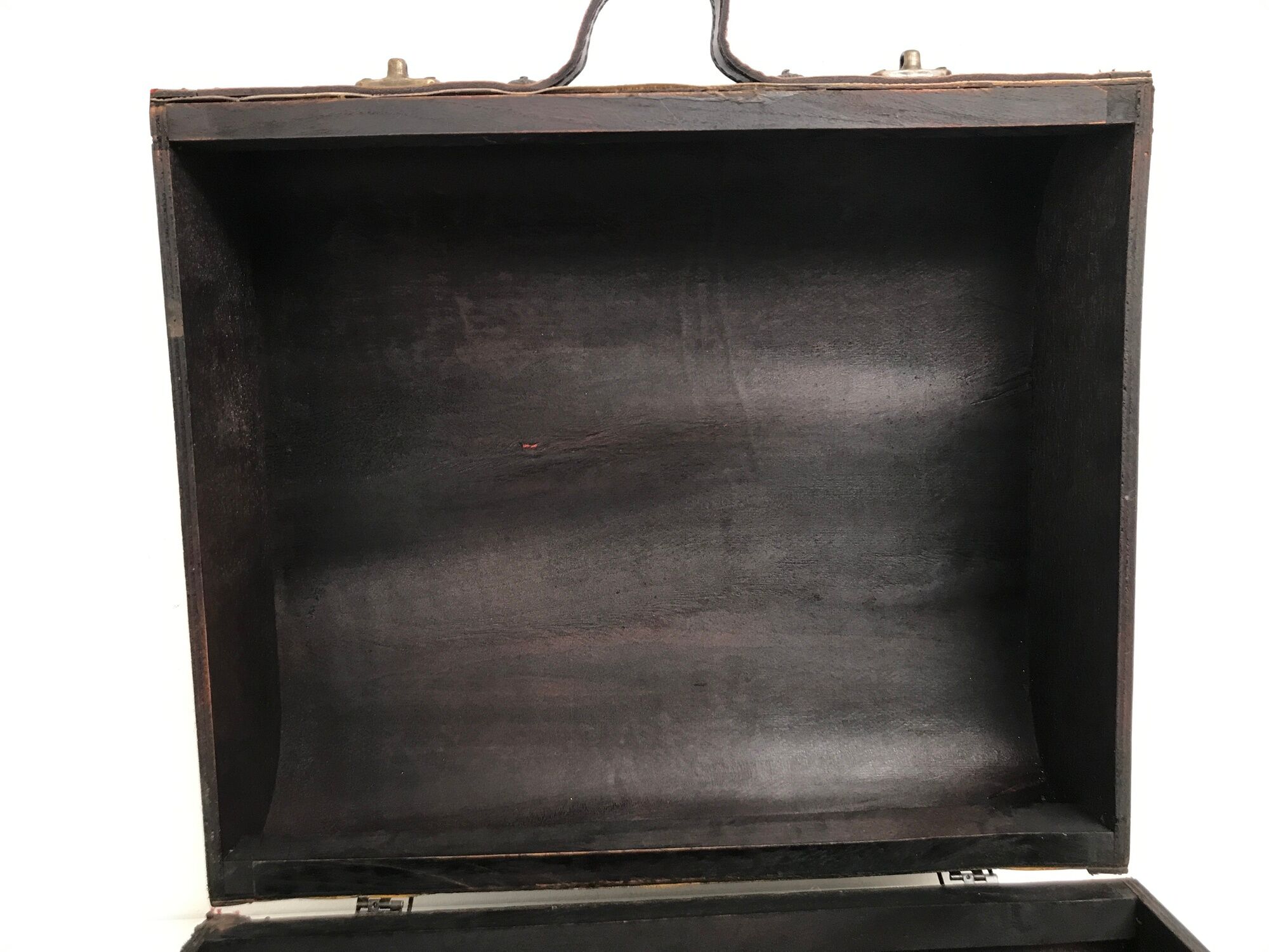 Wooden suitcase leather and metal 60s