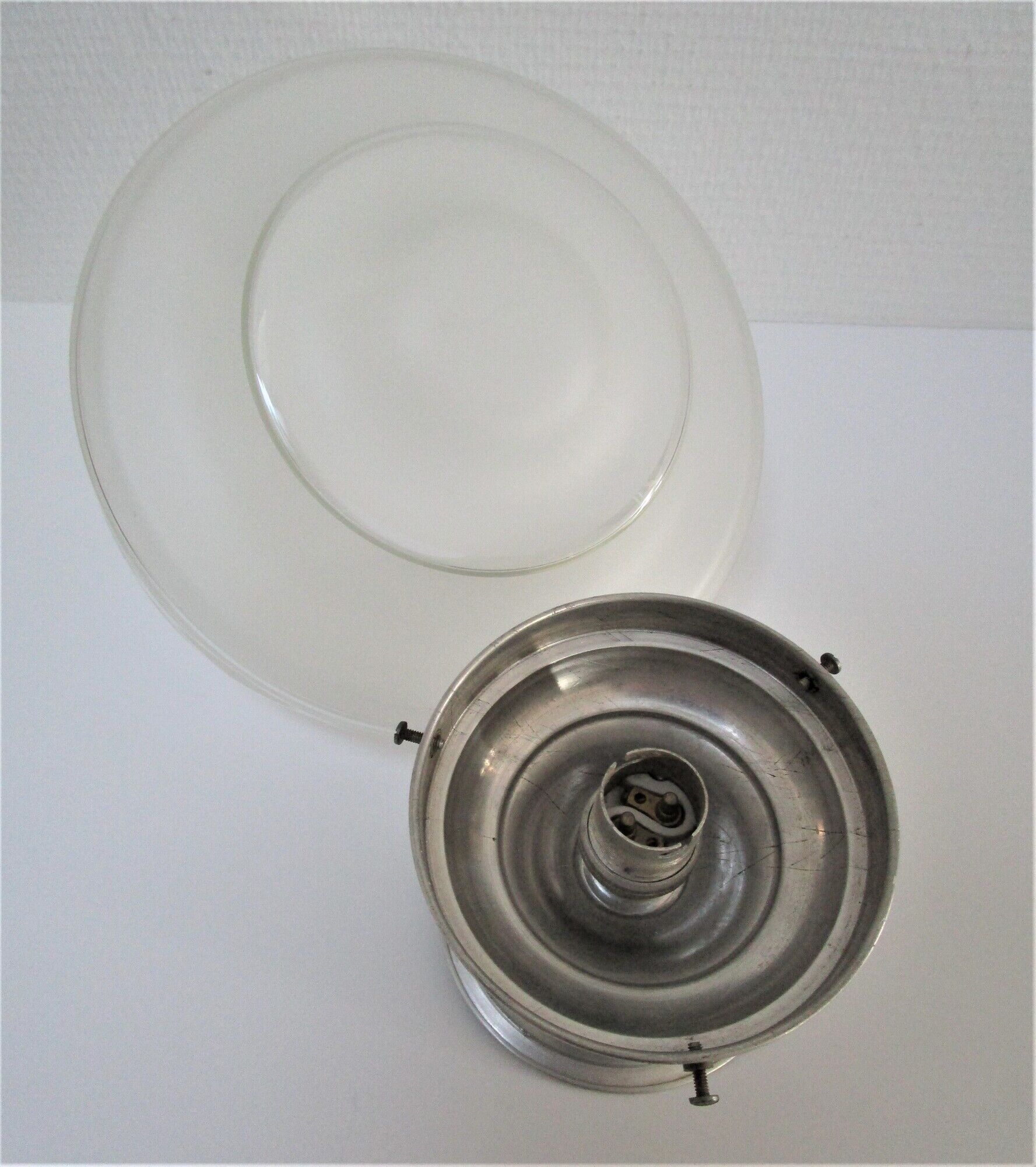 Ceiling lamp Art Deco frosted glass diamond decoration aluminum 30s