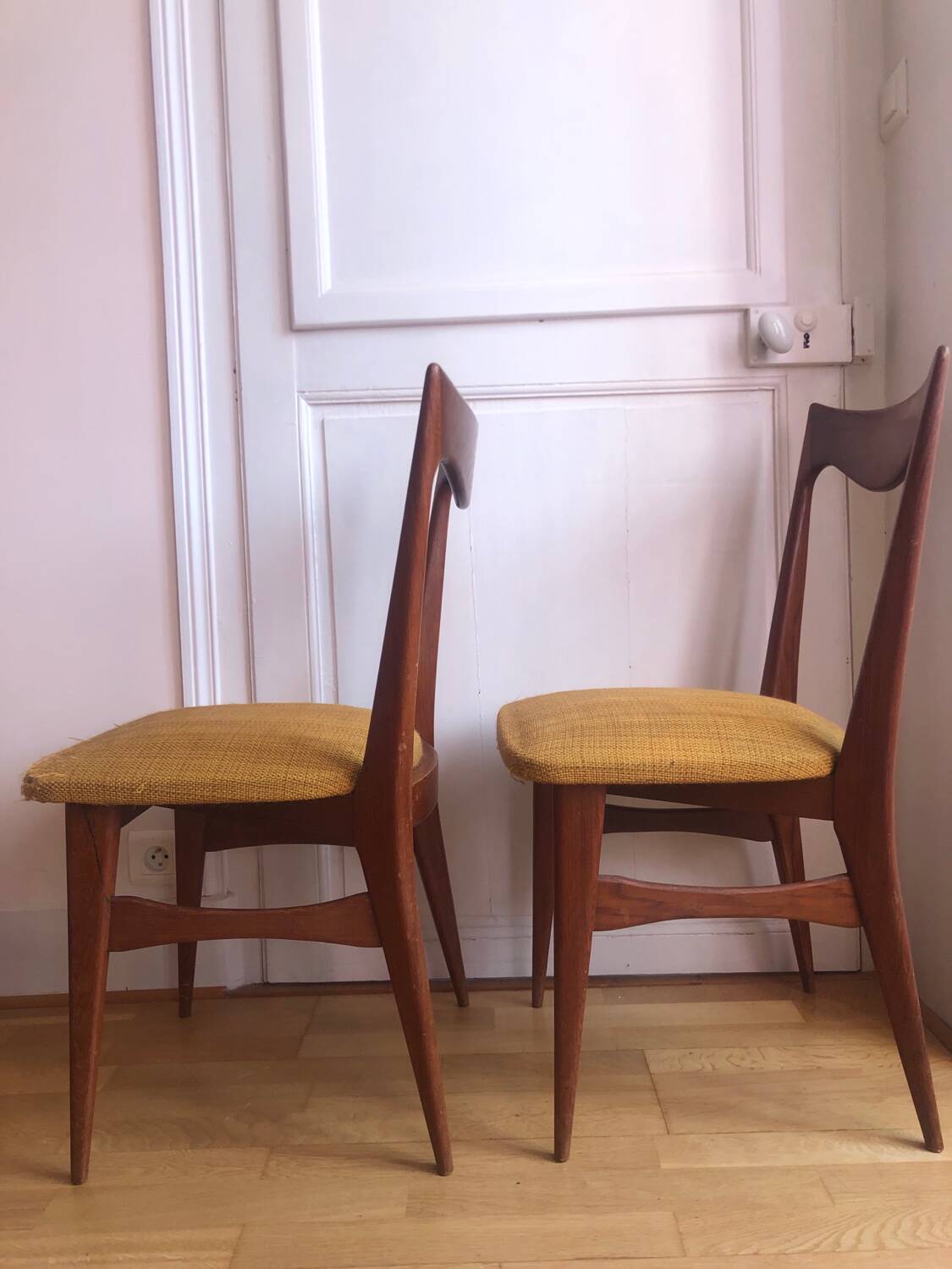 4 Scandinavian teak and fabric chairs, 1960