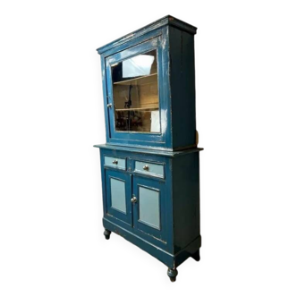 Armoire / vitrine bleue brocante