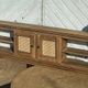 Vintage oak sideboard TV unit with raw finish and caning.