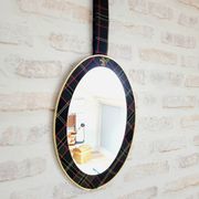 Miroir ovale vintage à décor de tartan