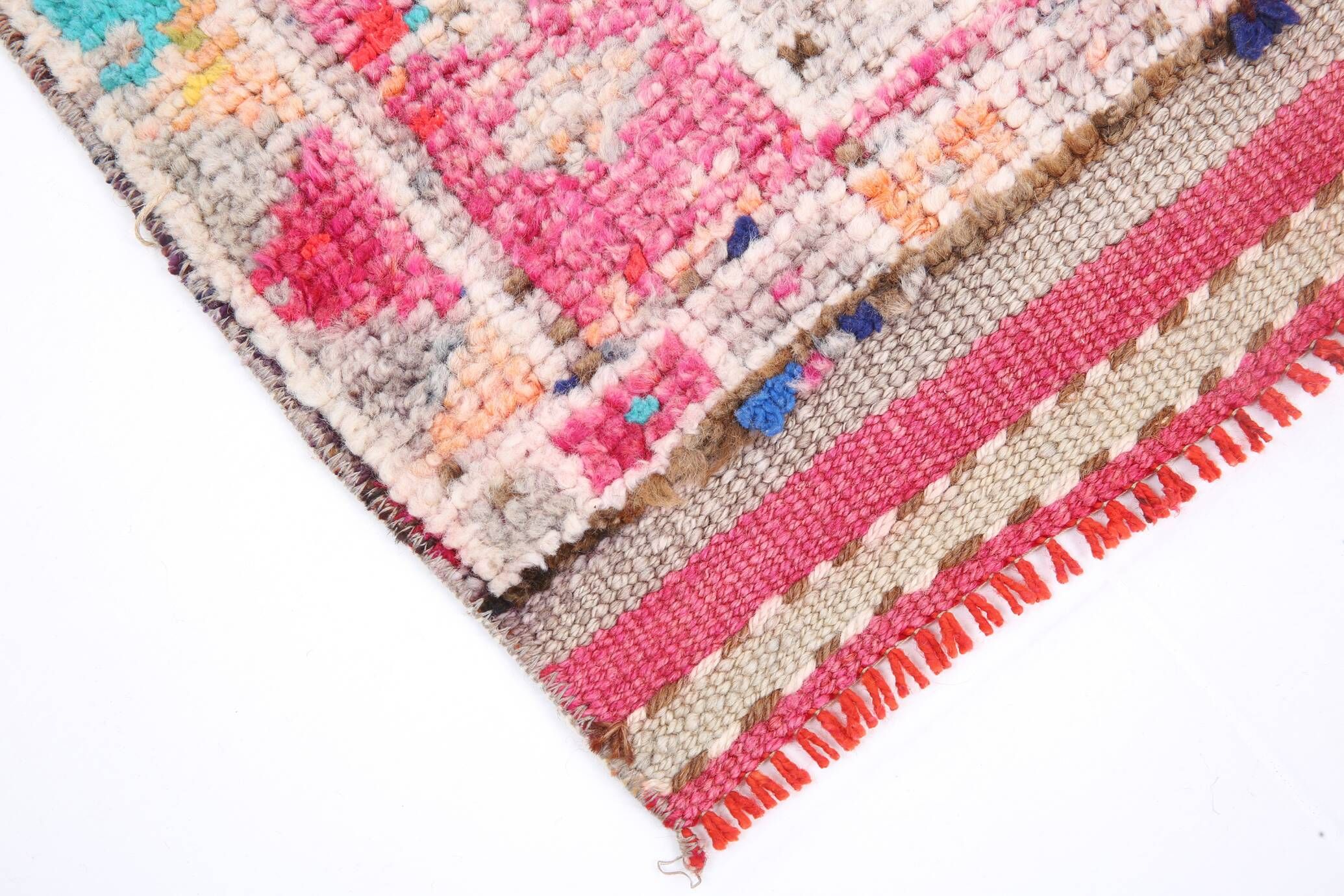 Raspberry Pink Tribal Vintage Runner Rug, Turkish Hallway Carpet,102x322 Cm