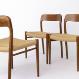 Set of 6 Niels Otto Møller Model 75 Chairs – Oak, 1950s, Refurbished