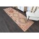 1970s Turkish Oushak Handmade Wool Cotton Pink Runner Rug 98x327
