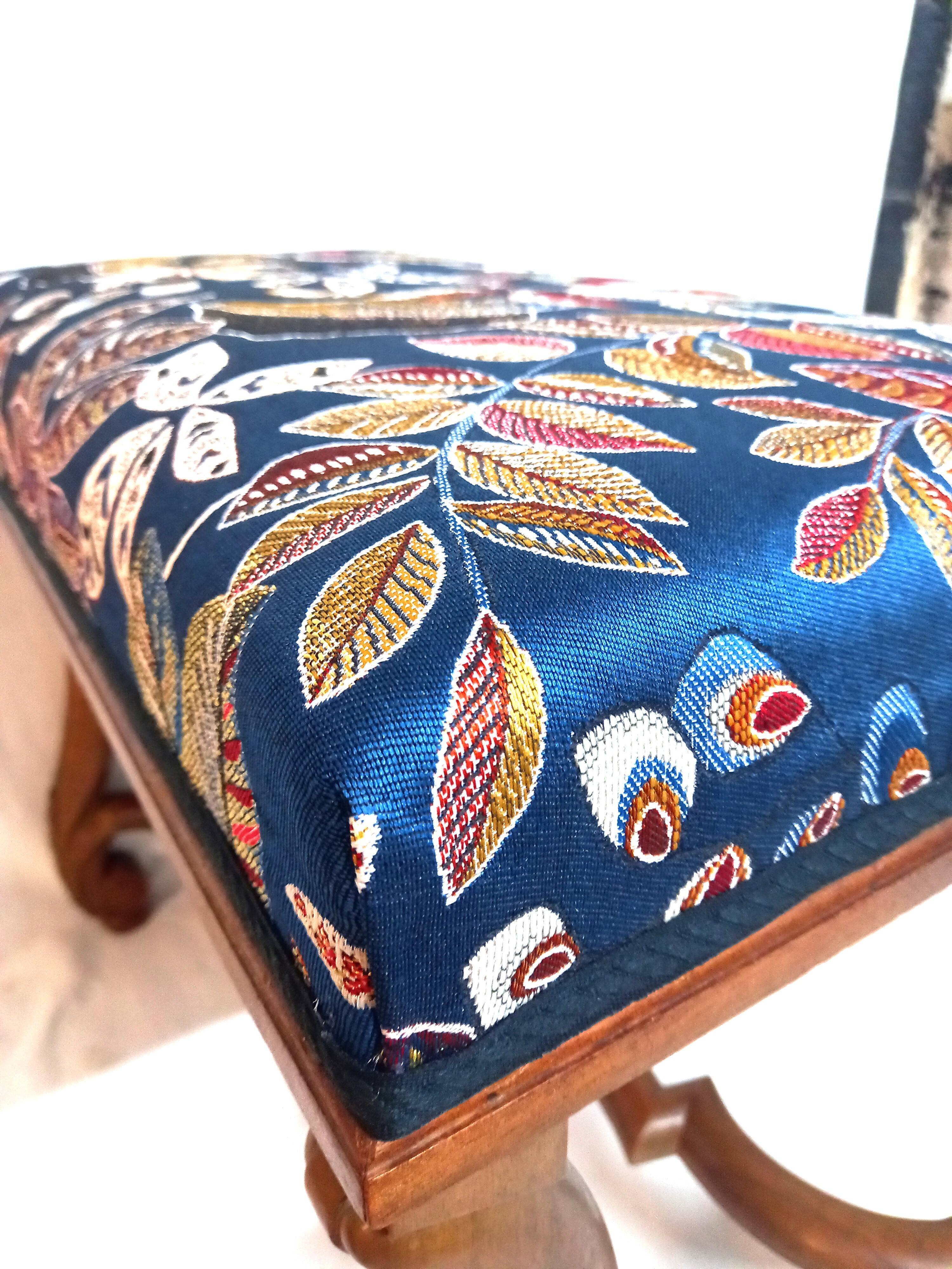 Colorful Louis XIV Style Bench with Sheep Bone Base