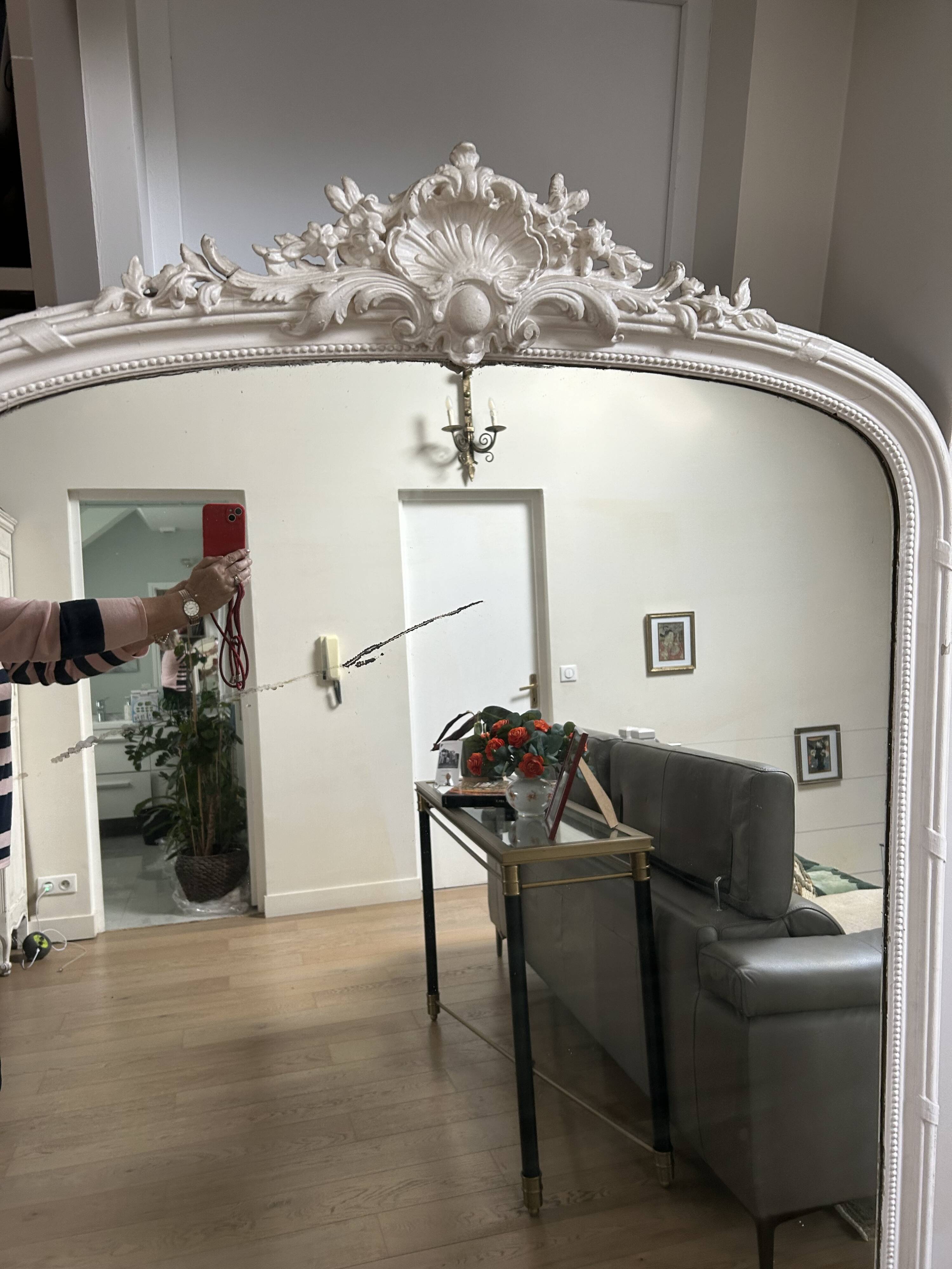 Rare Louis XVI Haussmannian Mirror - Mercury Glass 175 x 120 cm