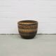 vintage ceramic brown brutalist flower pot large