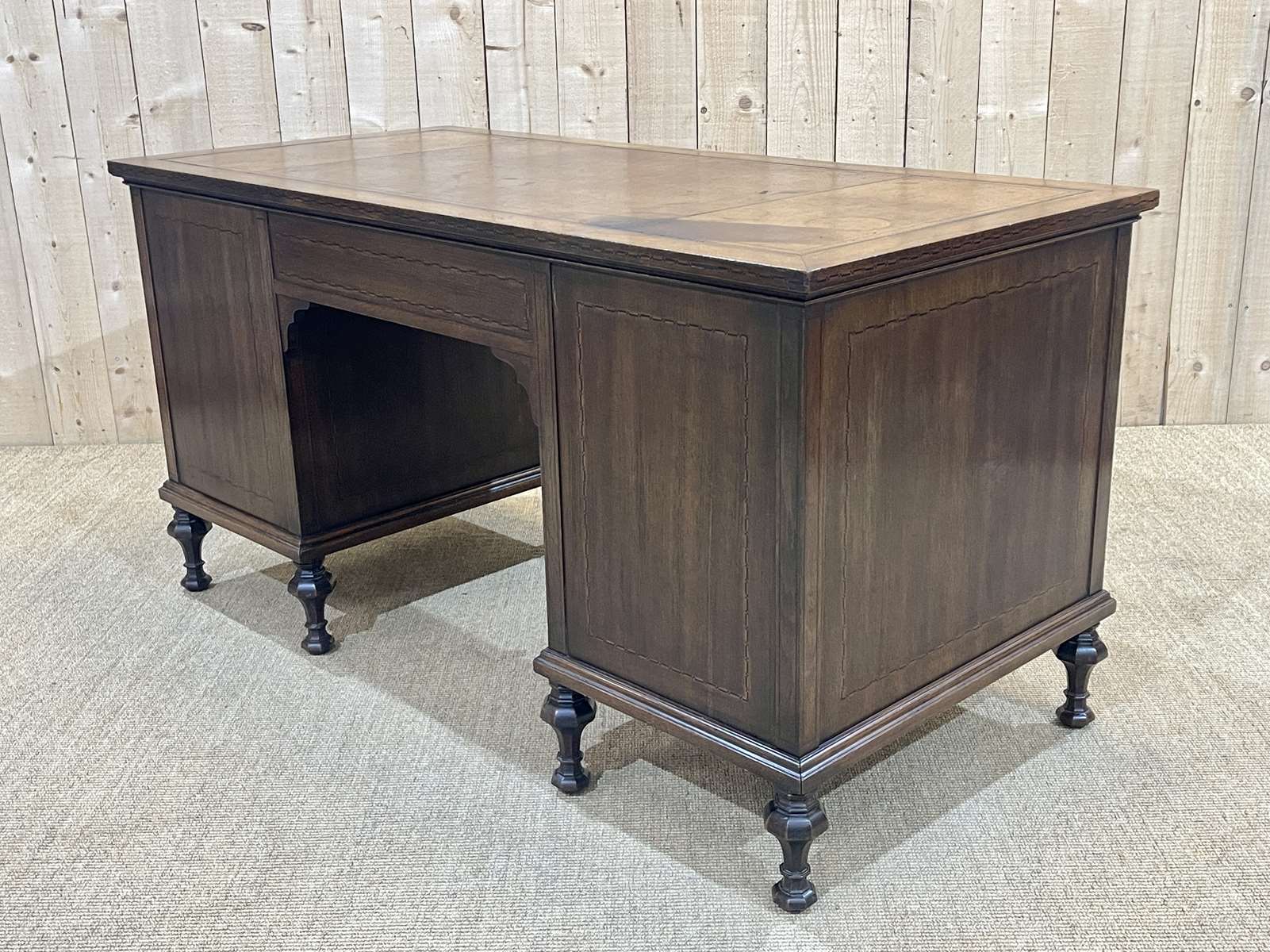 1930s English flat desk in oak