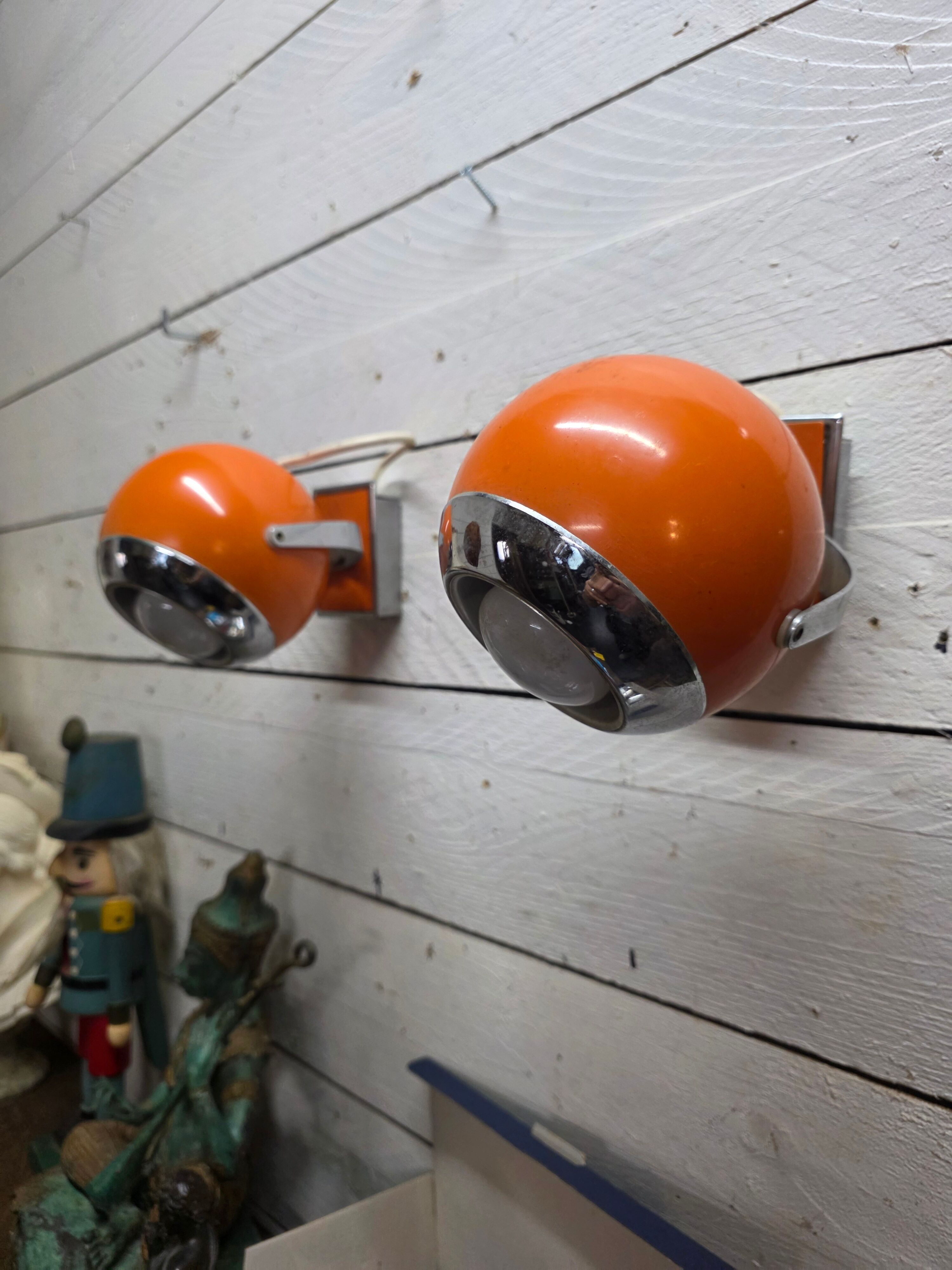 Pair of vintage 70s eyeball wall lights.