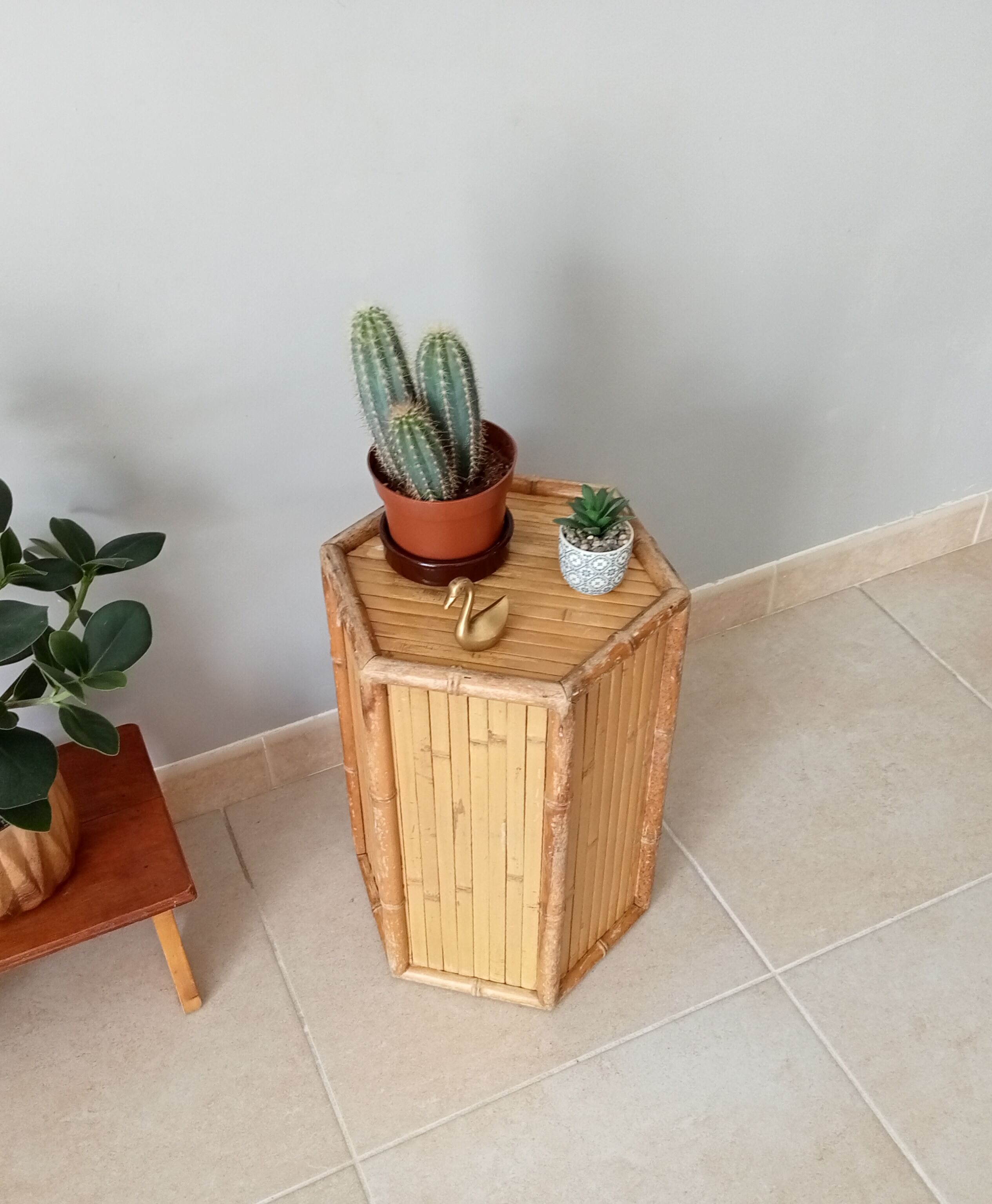 Vintage bamboo side table