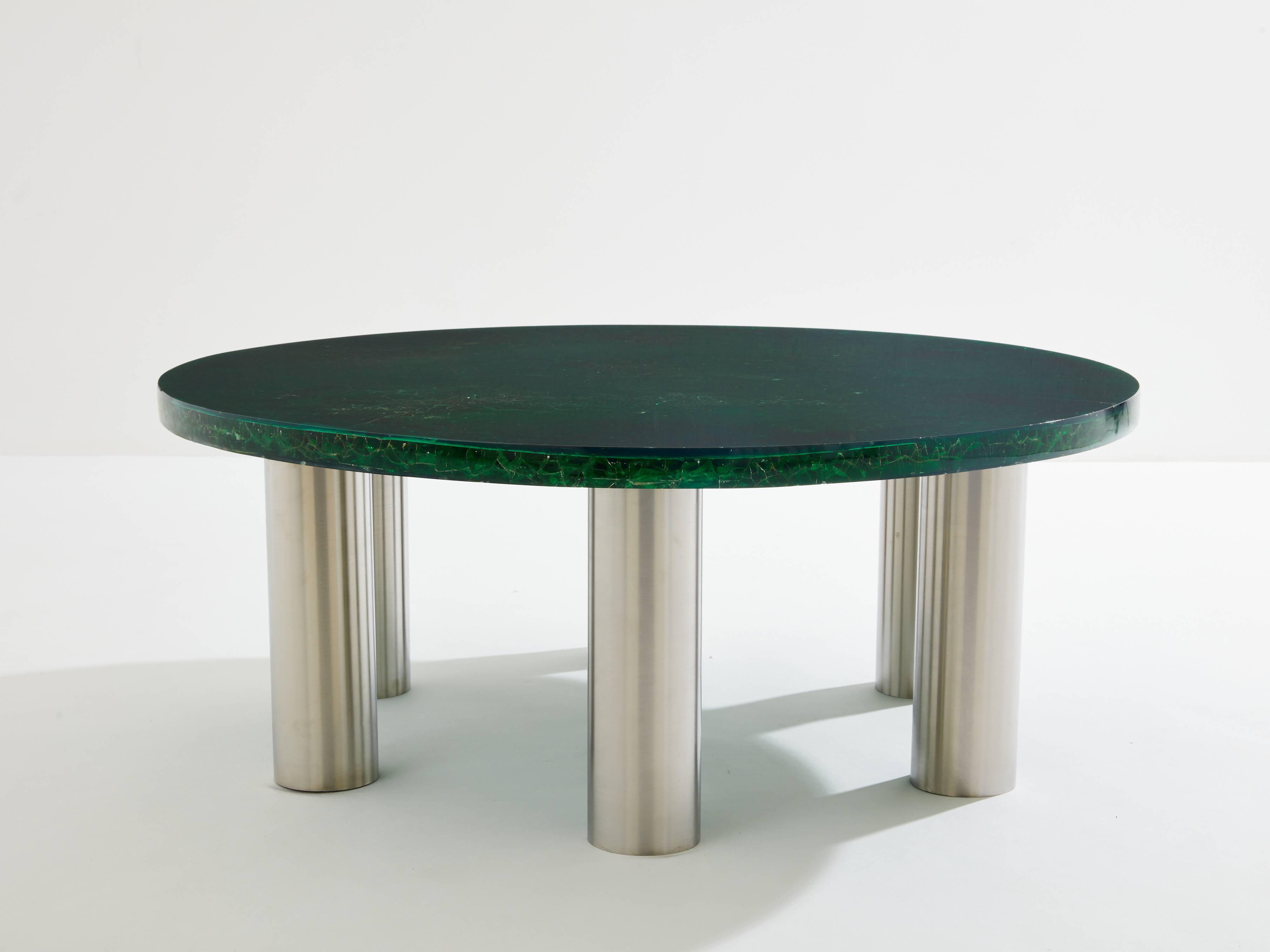 Marie-Claude De Fouquières coffee table fractal resin 1970