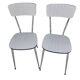 Pair of vintage chairs in light Formica and chrome metal – 1960s