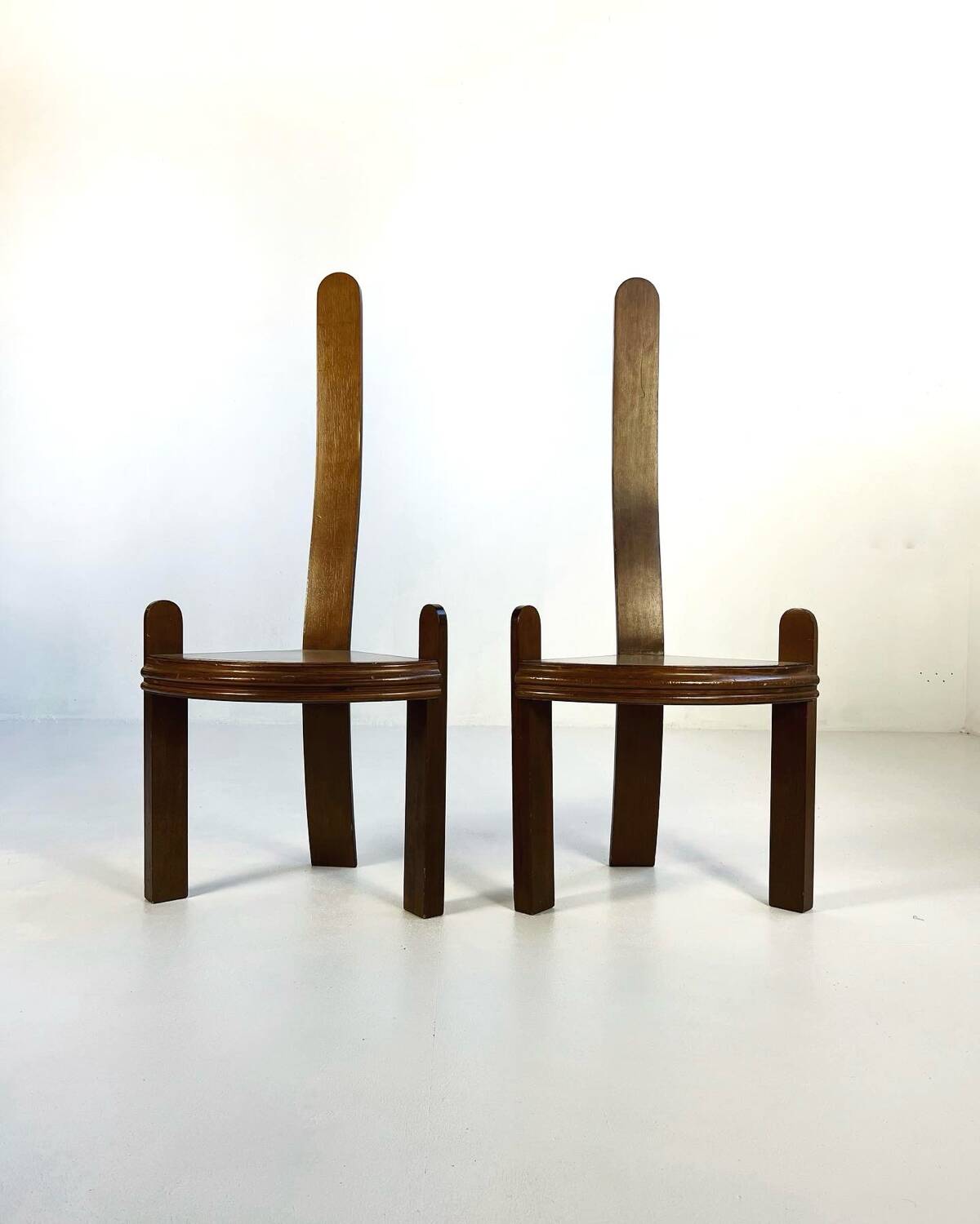 Vintage handmade chairs with curved wood