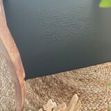 Black and wood side table