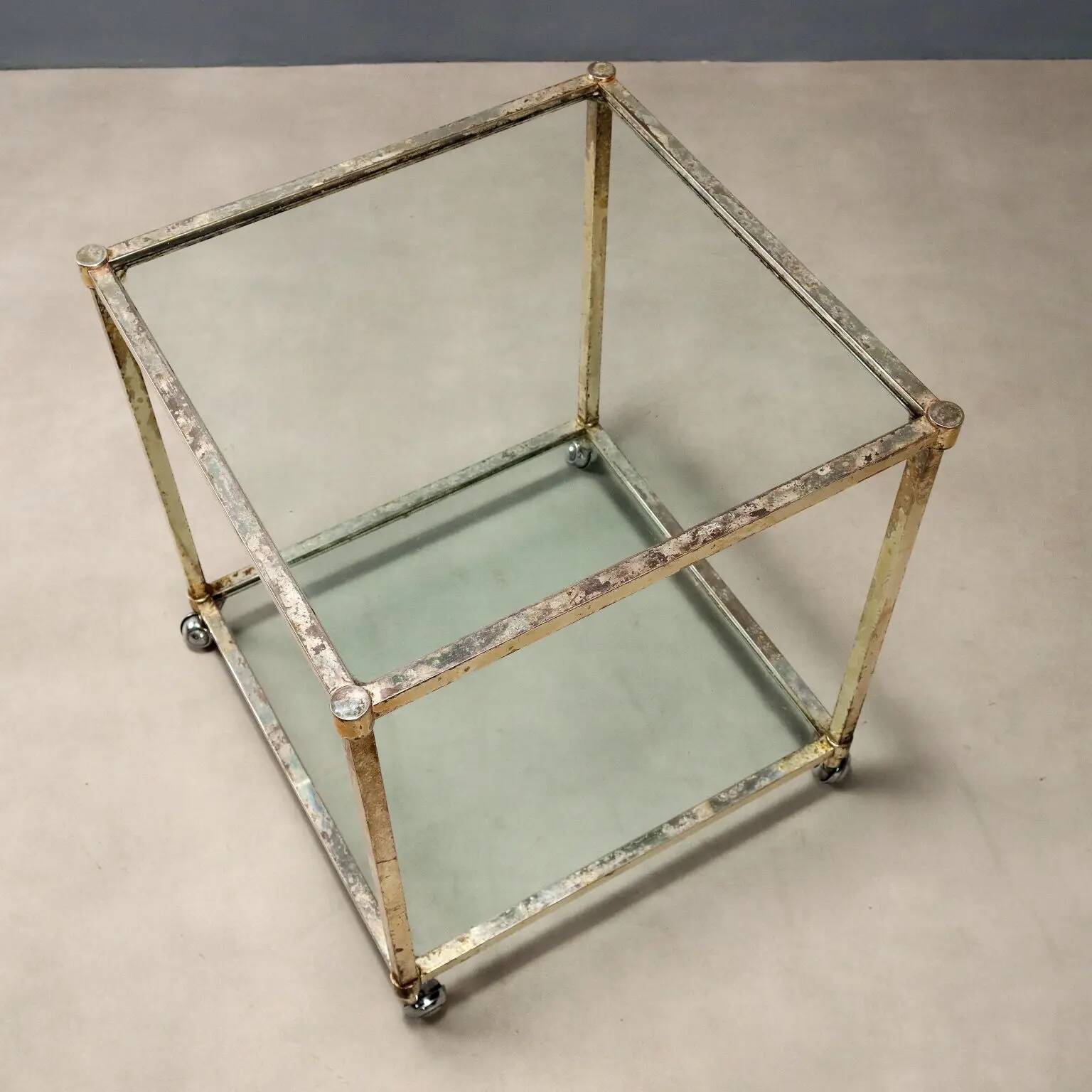 Vintage double-tiered dessert trolley, Italy, 1960s