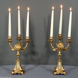 Pair of candelabra in gilded spelter and onyx – 1940