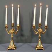 Paire de candélabres en régule doré et onyx – 1940
