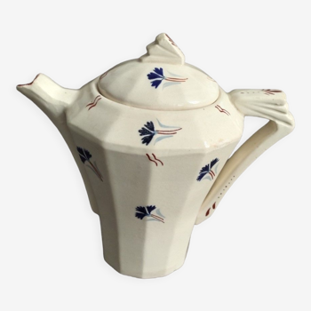 Cafetière vintage motif fleur bleuet