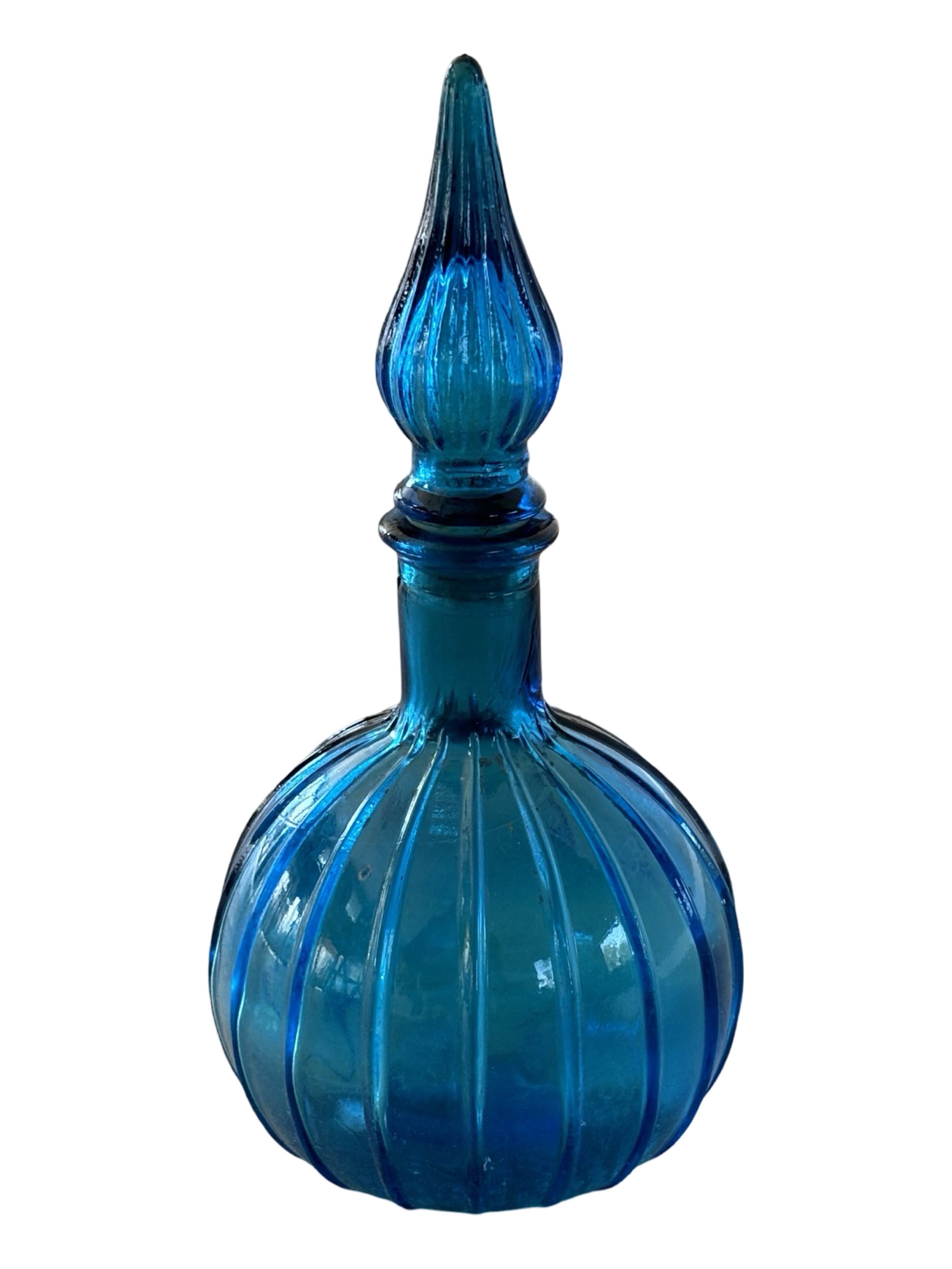 Vintage Empoli Glass Decanter with Stopper, Italy, 1960s