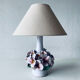 Lampe terre cuite fleur en relief